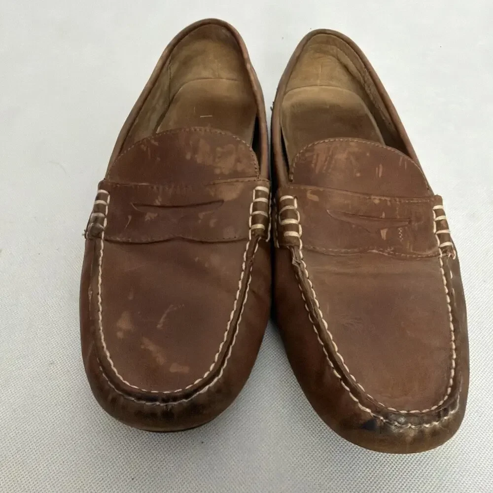 Polo Ralph Lauren Wes Penny Loafers Mens 14 D Brown Leather Driving Moccasin